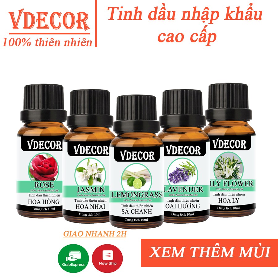 Tinh dầu thiên nhiên 10ml VDECOR nguyên chất 100% (gift)