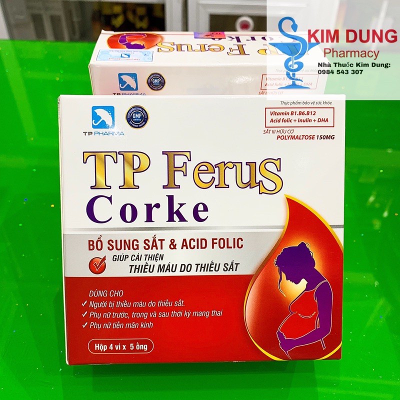 TP FERUS CORKE ( bổ sung sắt & acid folic ) dùng cho người thiếu máu thiếu sắt, phụ nữ trước và sau khi sinh......