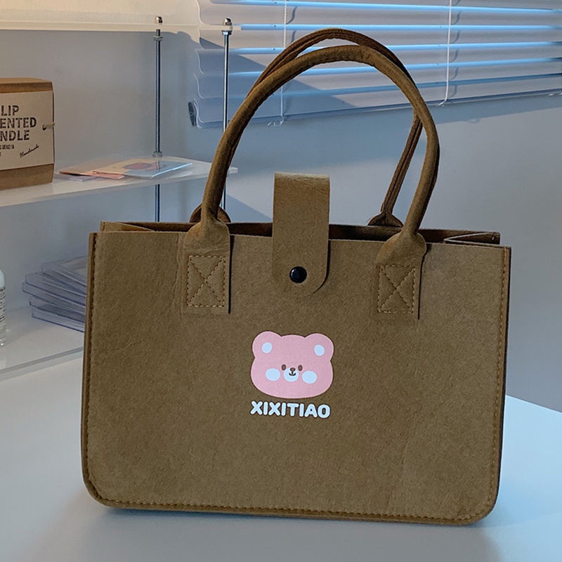 Oeteo Túi Xách Tay Cắm Trại Bằng Vải Hình Gấu Cho Nữ