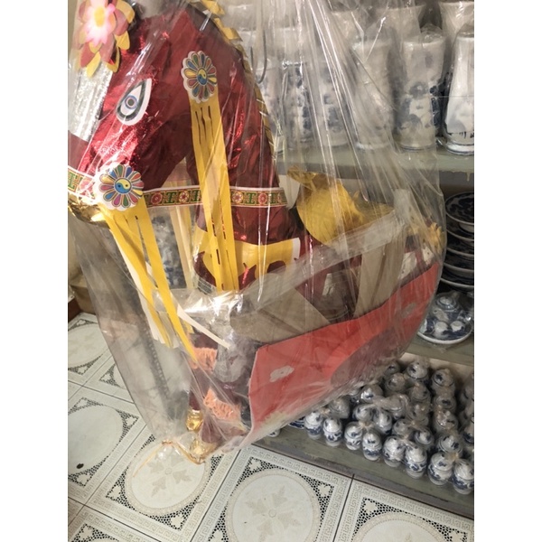 Ông Ngựa vàng mã Nhỏ Đầy Đủ Mũ Áo Quan