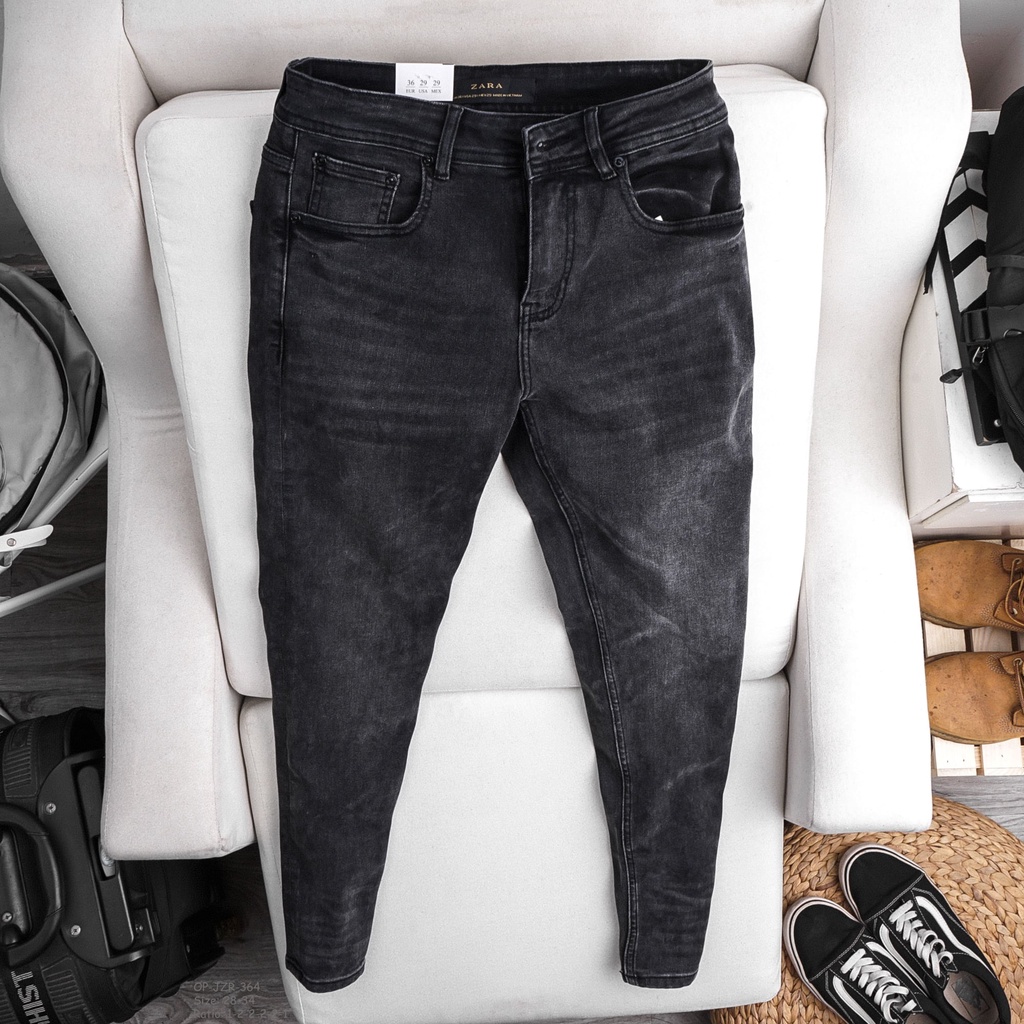 Quần jean dài nam Zara xám wax (Form Slimfit,chất vải co dãn,ống quần 15 - 17cm) - JZR 526 | BigBuy360 - bigbuy360.vn
