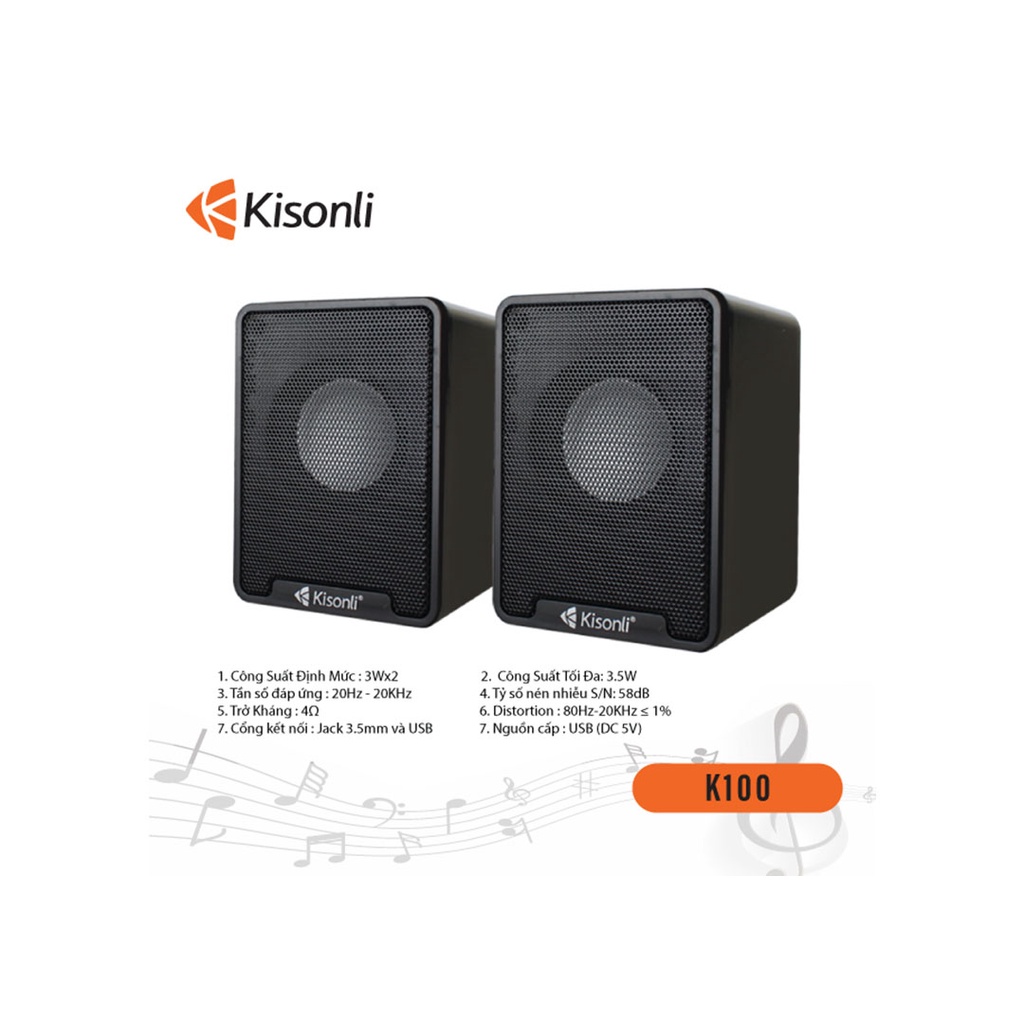 LOA KISONLI MÁY TÍNH LAPTOP  X1 , T008A , K100, K500, USB 2.0 2C/BỘ , LOA VI TÍNH NHỎ