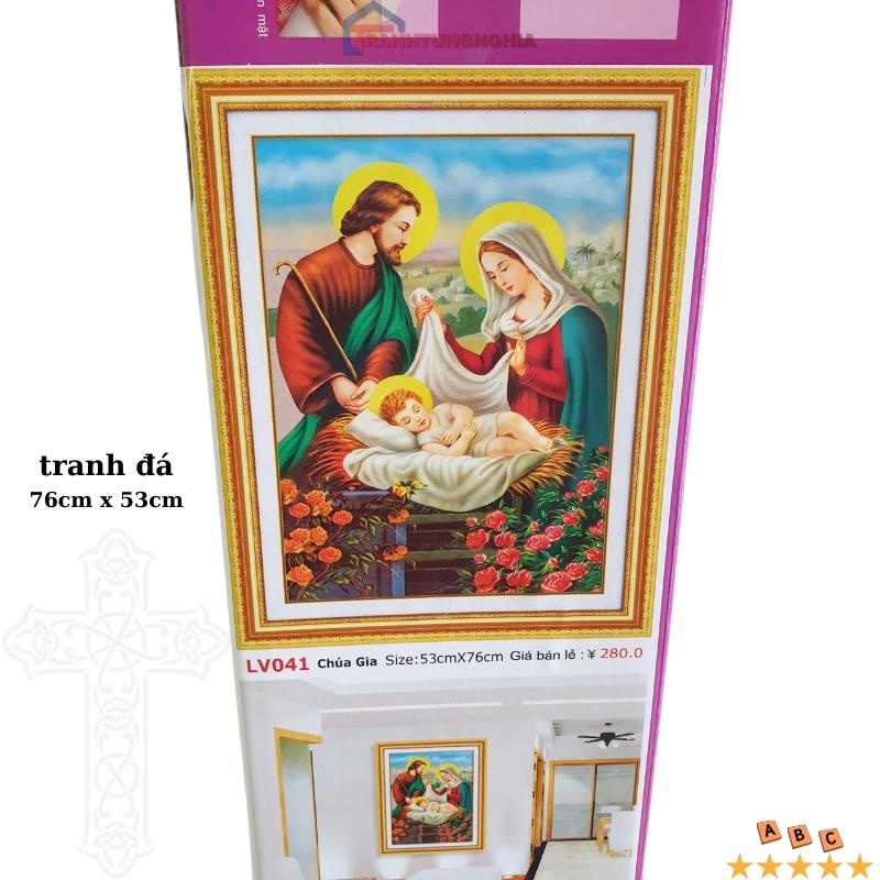 Tranh đính đá, tranh thêu chữ thập gia đình thánh gia