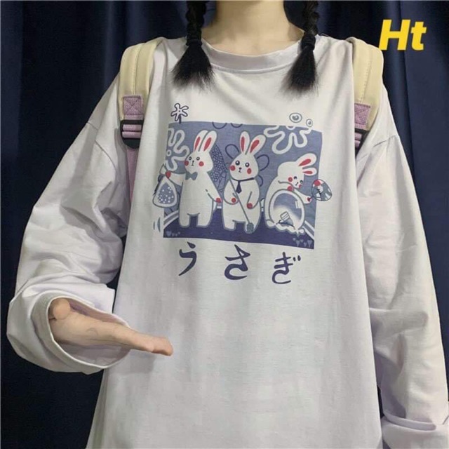 Áo thun dài tay Thỏ trắng da cá H2G977