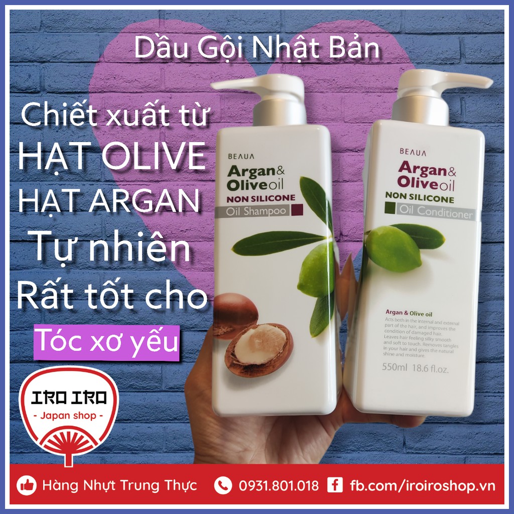 Bộ dầu gội từ dầu Olive và dầu Argan tự nhiên Kumano Nhật Bản