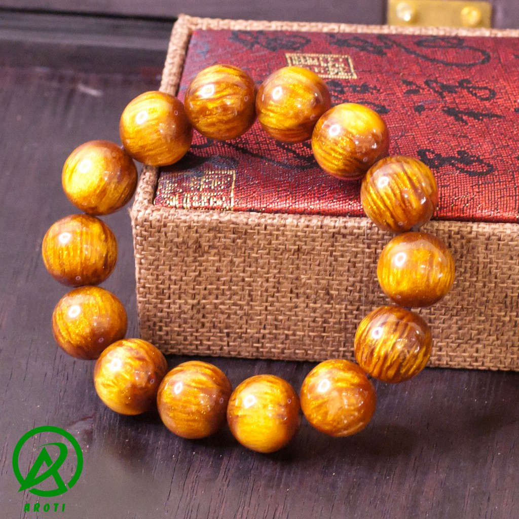 Vòng phong thủy gỗ hải liễu 16 ly - Hợp mệnh Kim - Thủy - Mộc V204-16(HL)- Kèm Vòng Gỗ Huyết Long
