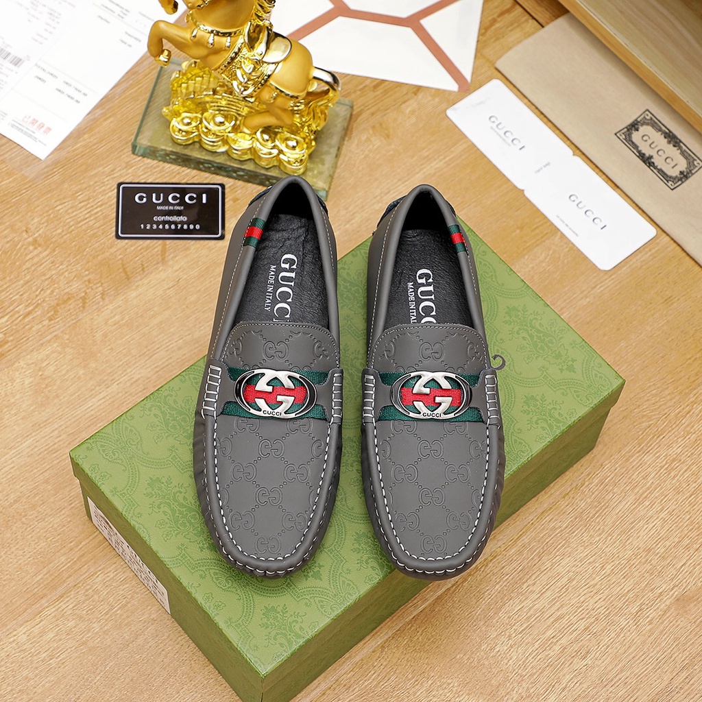 Giày lười nam da thật cao cấp GUCCI GG GC kiểu dáng lịch lãm, sang trọng