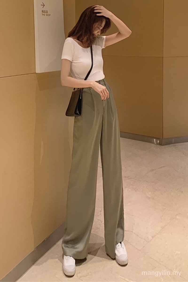 quần ống rộng Lưng Cao Chất Liệu Satin Cao Cấp | BigBuy360 - bigbuy360.vn