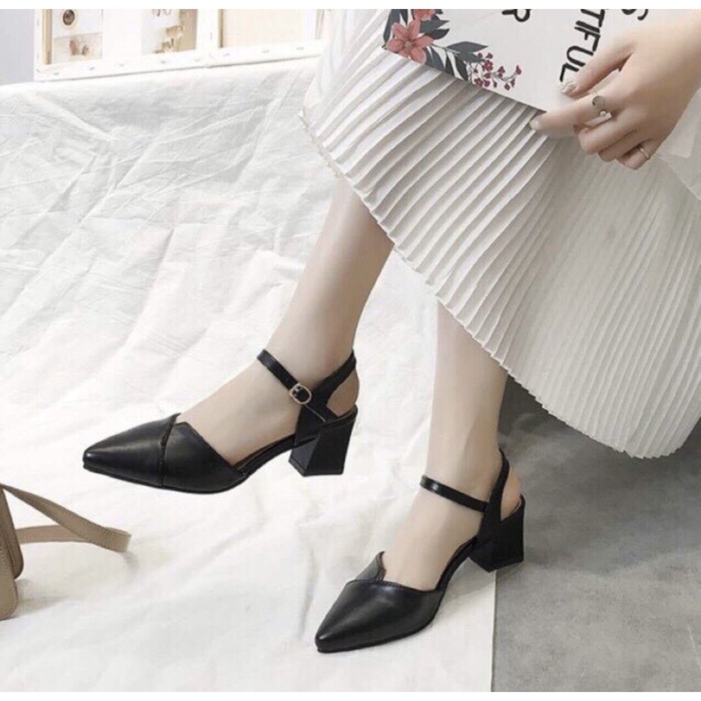 [Mã FASHIONG10 giảm 10k đơn 50k] Giày cao gót nữ da mềm đế vuông 5p vá mũi xinh xắn | BigBuy360 - bigbuy360.vn