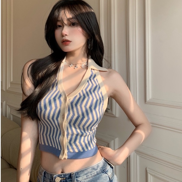áo hở lưng croptop bẻ Quảng châu dáng mới nhiều màu