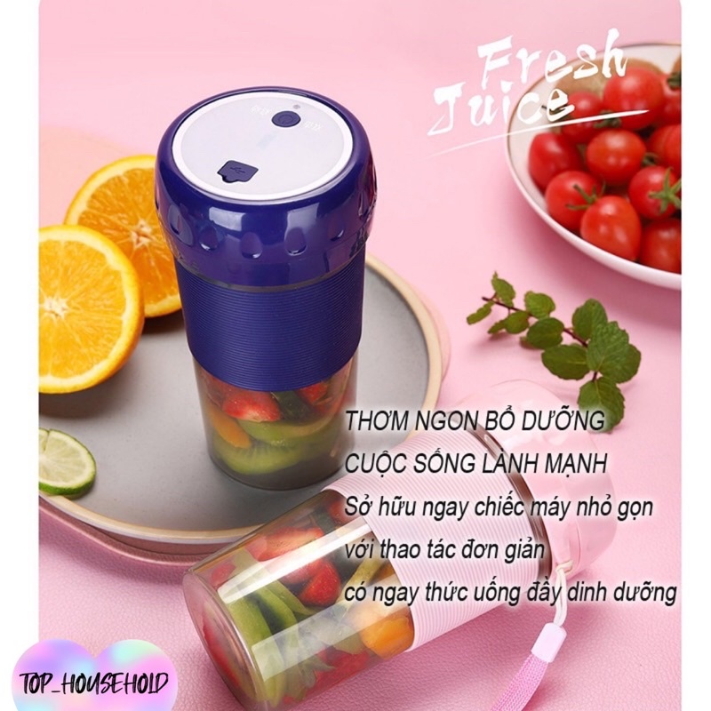 Máy xay sinh tố mini cầm tay đa năng Juice Cup, Fruit Cup 4 lưỡi - Máy Xay Sinh Tố Du Lịch