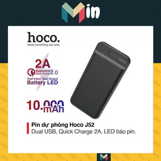 Sạc Dự Phòng Hoco J52 Bản Nâng Cấp ✔10000mAh ✔Siêu Mỏng ✔️ Sạc 2 Thiết Bị Cùng Lúc - Bảo Hành Chính Hãng 12 Tháng