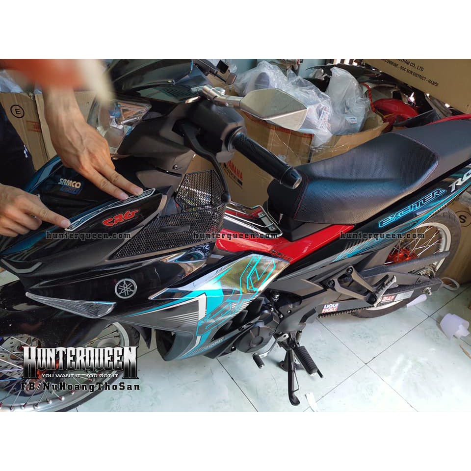 Tem Exciter 150 đen, xanh ngọc. Thay đổi màu sắc và chi tiết theo yêu cầu. Sắc nét, bền màu