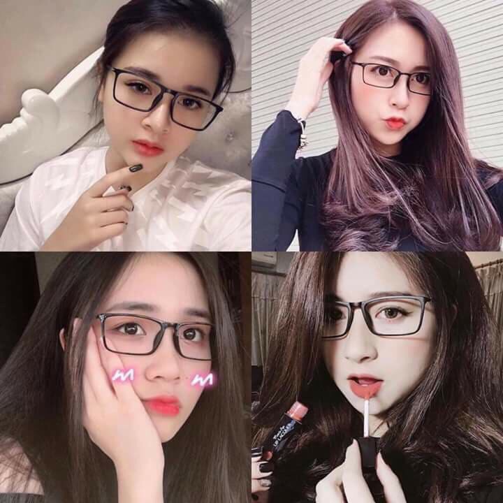 Mắt kính gọng dẻo nhám - gọng mảnh dáng vuông nhỏ đen nhám thời trang