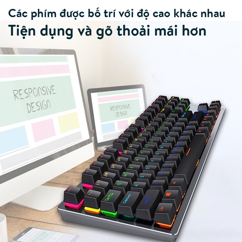 Bàn phím cơ máy tính Led RGB 10 chế độ, Blue Switch, chơi game dùng văn phòng ONEKA KB01