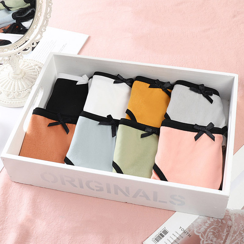 Quần Lót Cotton Không Đường May Đính Nơ Cho Nữ