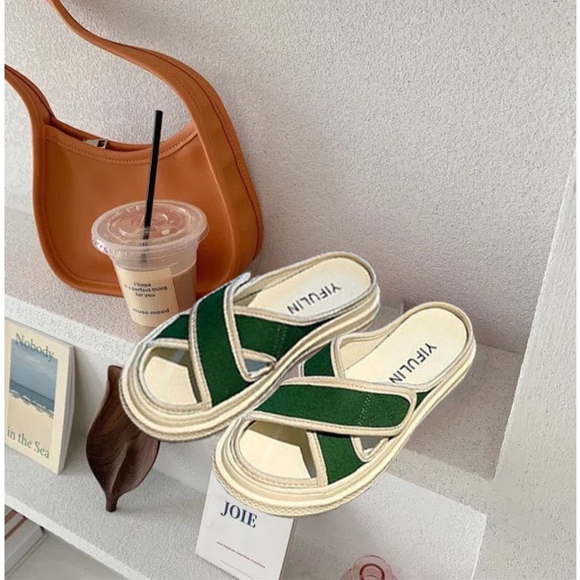 Dép Bánh Mì Nữ Quai Chéo 3 Màu - Sục Vải Nữ Hở Mũi