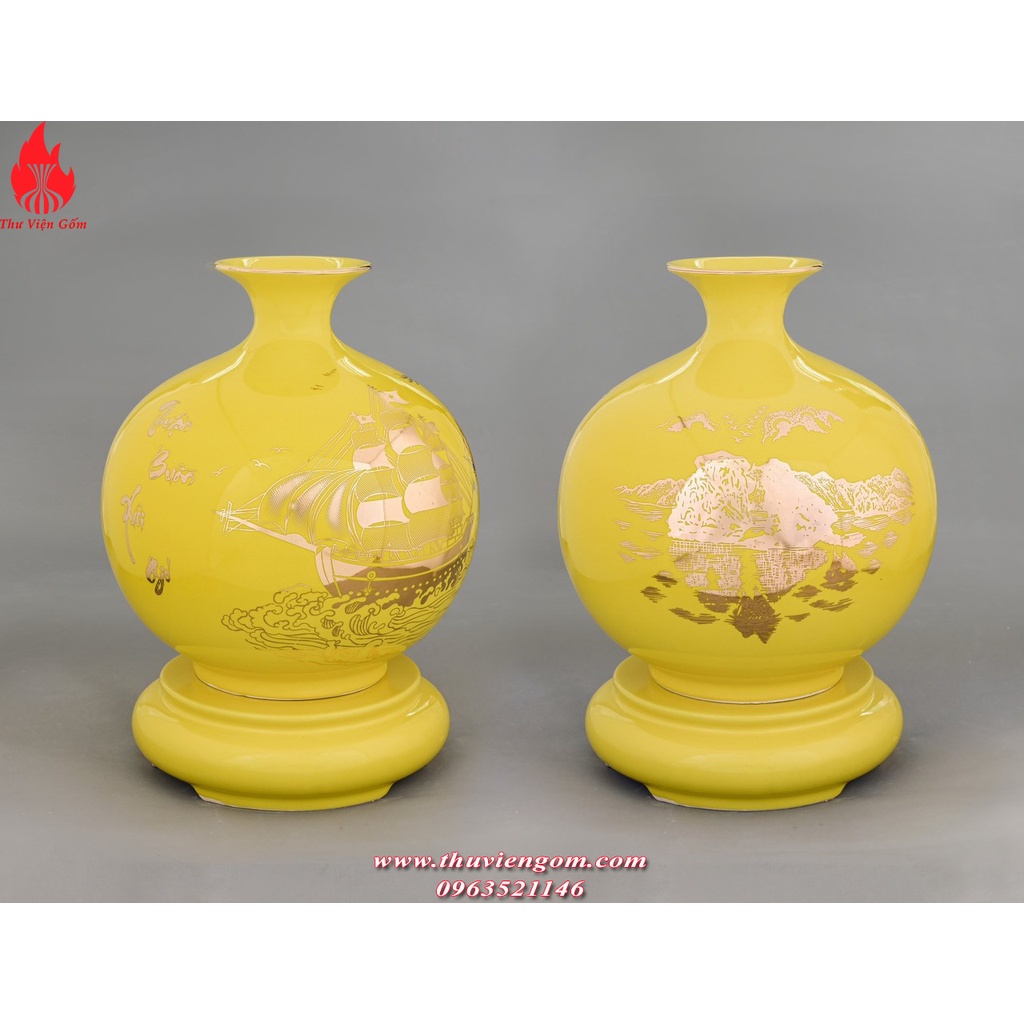 Bình hút lộc màu vàng gốm sứ Bát Tràng