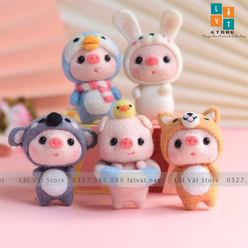 [MỚI] 16 mẫu len chọc Lợn Tắm Biển - Quà tự tay làm, DIYs có hướng dẫn - Needle felting Pig