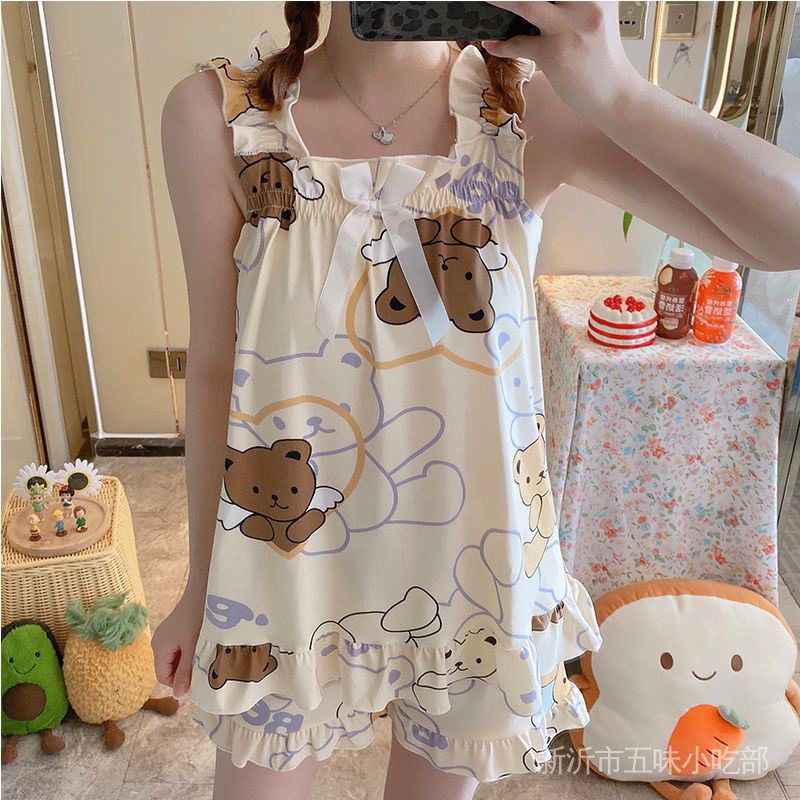 Bộ Đồ Ngủ Hai Dây Thiết Kế Mới Ngọt Ngào Quyến Rũ Cho Nữ