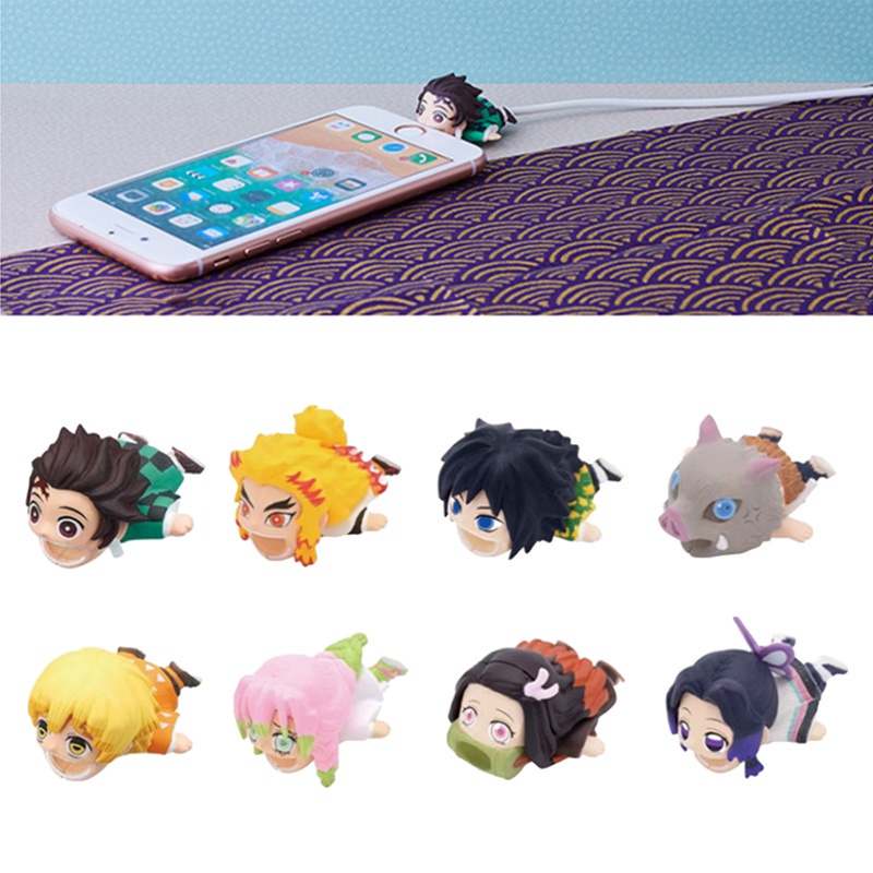Phụ Kiện Bảo Vệ Đầu Dây Cáp Sạc Hình Hoạt Hình demon slayer Dễ Thương Cho iphone