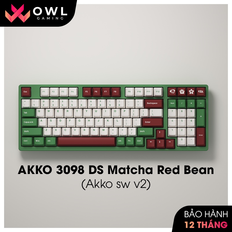 Bàn phím cơ AKKO 3098 DS Matcha Red Bean (Akko sw v2) - Hàng chính hãng