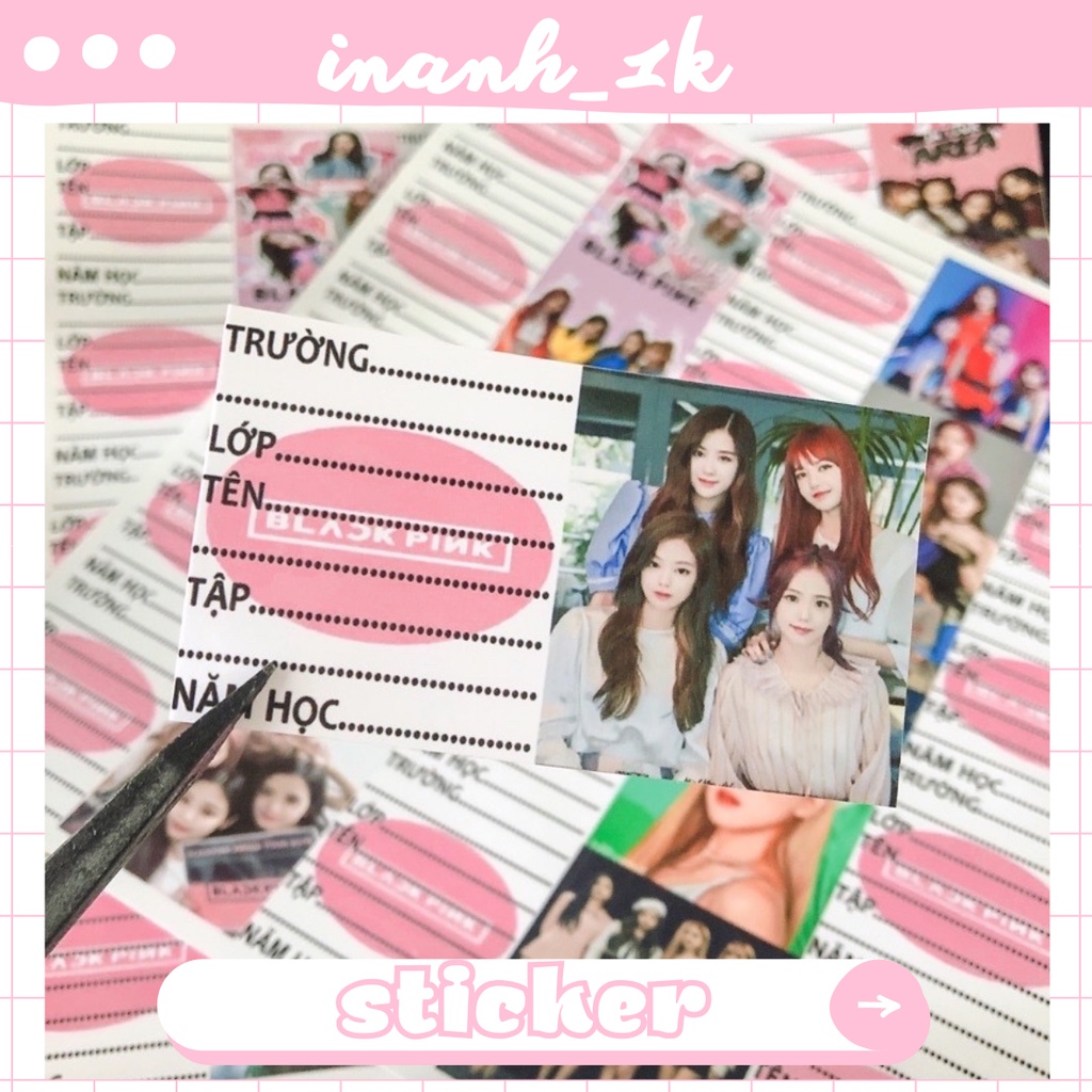 Nhãn vở Black Pink - SET 16 nhãn vở