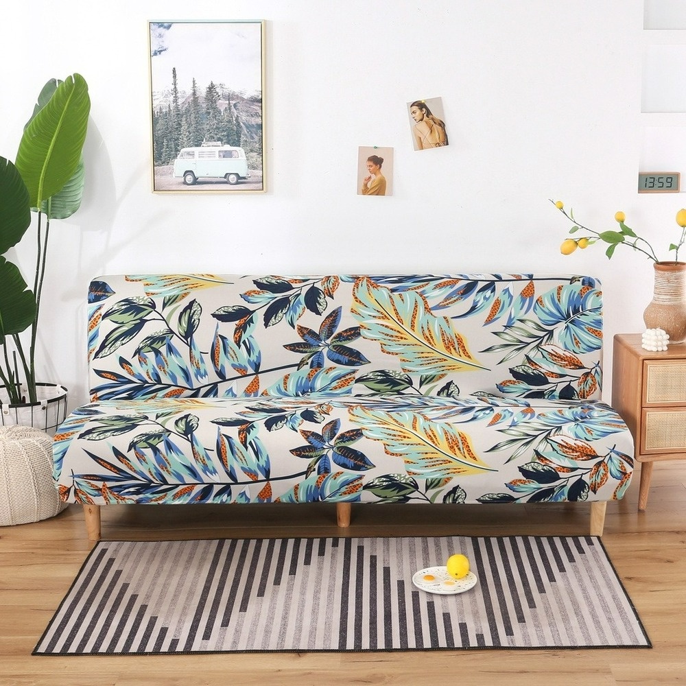 Vỏ Bọc Ghế Sofa Không Cánh Tay Bằng Spandex Co Giãn Thoáng Khí In Họa Tiết