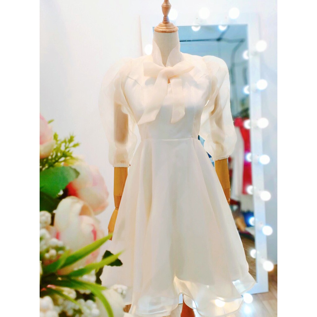 Đầm dự tiệc buộc nơ cổ dáng xòe sang trọng bậc nhất [KÈM ẢNH THẬT] | BigBuy360 - bigbuy360.vn