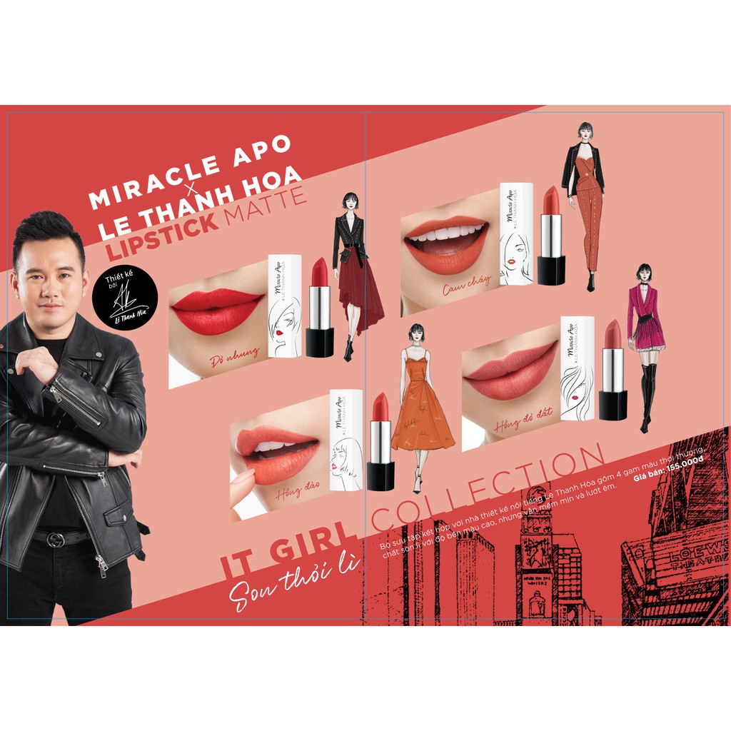 Bộ đôi son cho nàng IT girl: Miracle Apo Lipstick Matte x Lê Thanh Hòa 4g  + Son dưỡng không màu LipIce hương dâu 4.3g