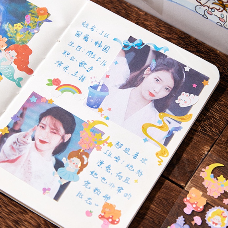 Peach[Hàng Có Sẵn] Nhãn Dán Trang Trí Sổ Tay/Điện Thoại/Album Hình Nhân Vật Nhỏ Dễ Thương Kiểu Hàn Quốc DIY 8 Kiểu