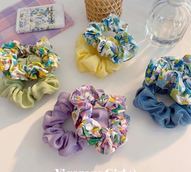 Set 2 chun cột tóc Scrunchies nhỏ