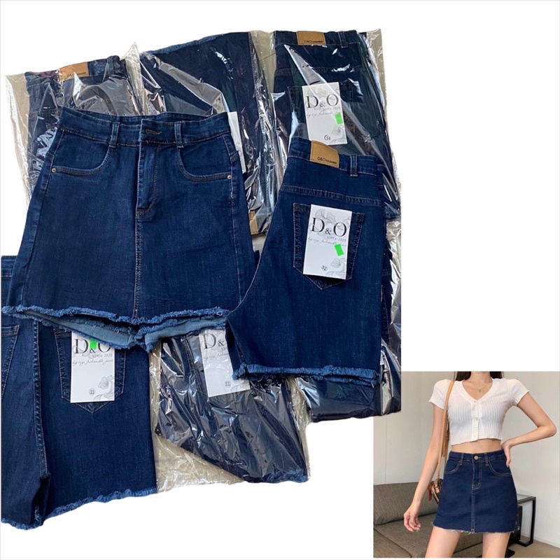 (Đại 32~36)Quần Short Váy Jean Bigsize Co Giãn Mạnh - LƯNG CAO TRÊN RỐN- Ảnh khách mặc - XANH ĐẬM4065 / NHẠT4063