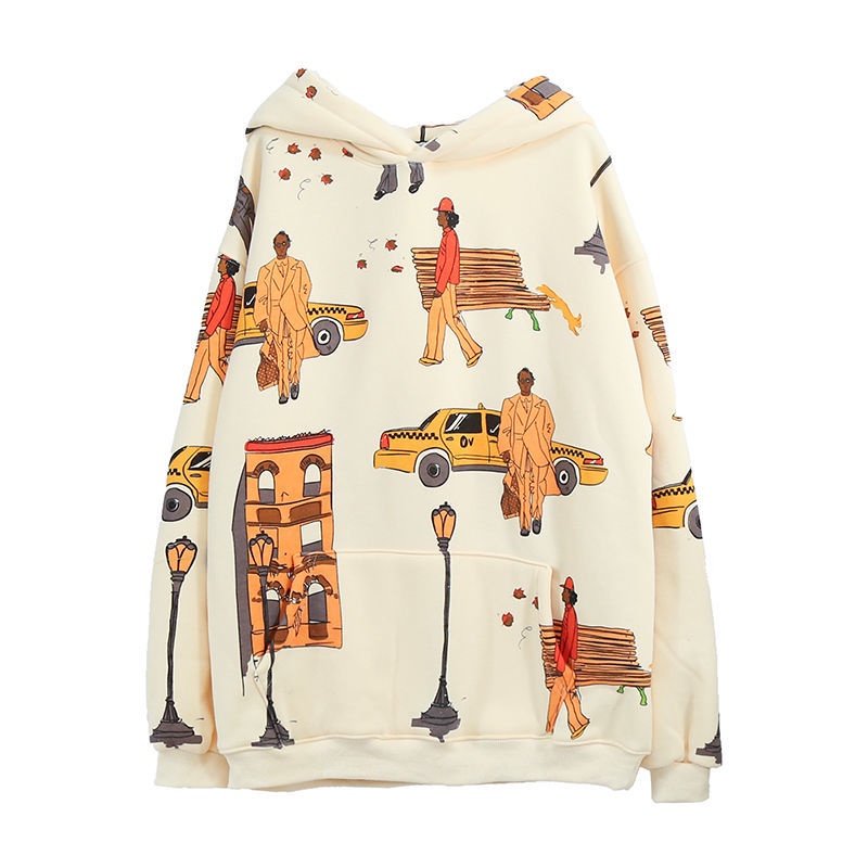 Áo Hoodie Dáng Rộng In Chữ Phong Cách Hàn Quốc Thời Trang Thu Đông Mới Cho Nữ