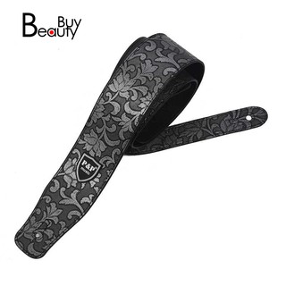 P&P PU Leather Strap for Electric Acoustic Guitar Embossed Adjustable Silver gray