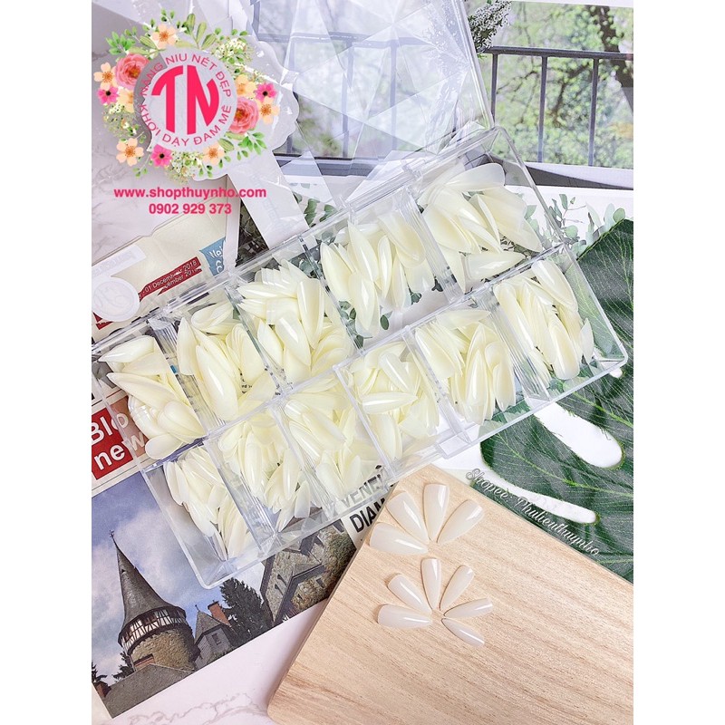 [HÀNG CHUẨN] Móng úp form nhọn, phom vuông nhọn HSM hộp kim cương - 500 móng