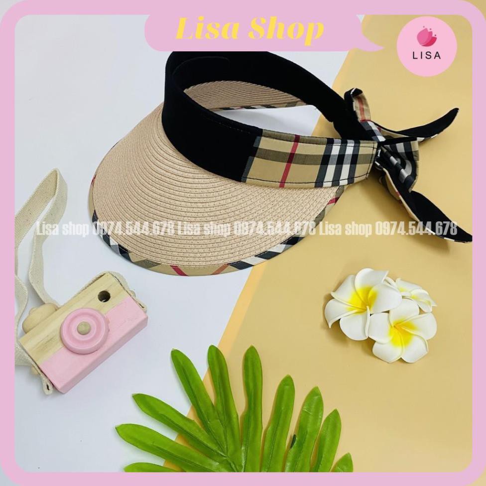 [HÀNG LOẠI 1- CAO CẤP]  Mũ cói nửa đầu, nón cói đầu trống rộng vành gắn nơ sau phong cách Hàn Quốc Lisa, M30