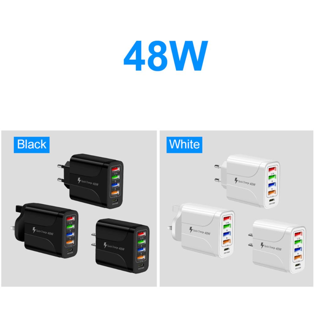 Củ Sạc Nhanh 48W PD 18W 5 Cổng USB Type C 5 Trong 1 Tiện Dụng H1Y5