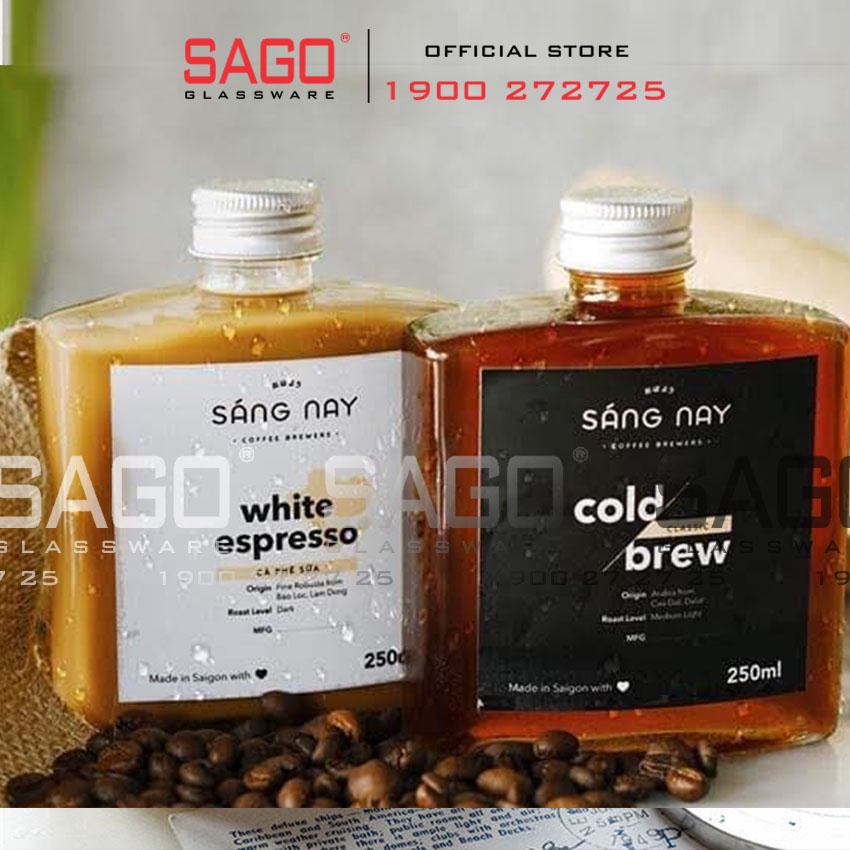 Chai Thủy Tinh Vuông Dẹp Nắp Nhôm 100ml , 200ml , 250ml