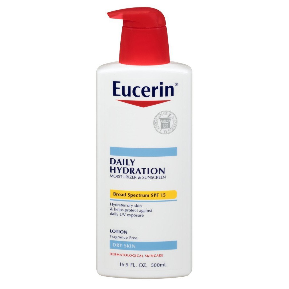 Dưỡng thể không mùi &amp; chống nắng Eucerin Daily Hydration Broad Spectrum SPF 15 Body Lotion 500ml (Mỹ)