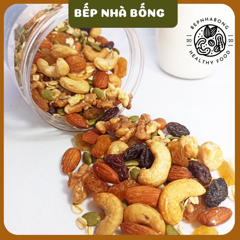 Hạt dinh dưỡng Granola mix 7 loại giảm cân, ăn chay dành cho bà bầu, Gym hũ 250gr (siêu hạt) set dùng thửo