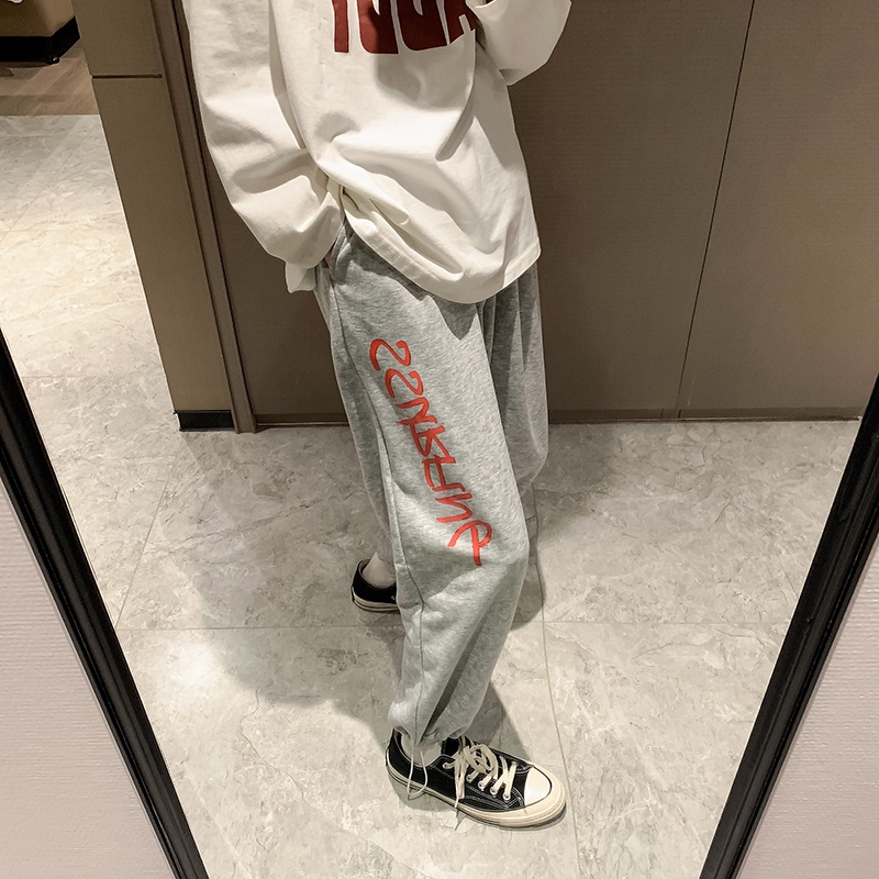 Quần thể thao ống rộng in họa tiết cổ điển thời trang cho nam M-8XL