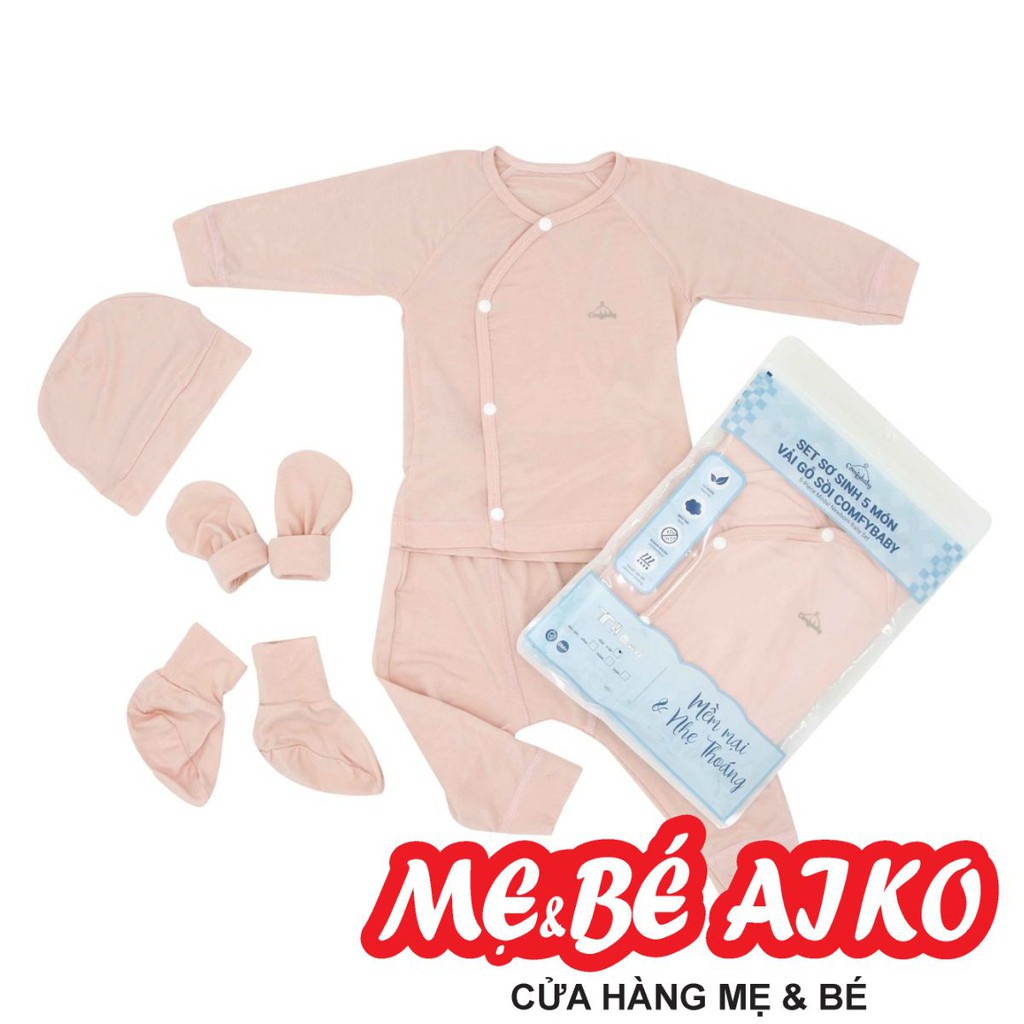 Set quần áo cài chéo 5 món vải modal làm từ sợi cây sồi siêu mềm và thoáng khí  Comfybaby size sơ sinh Newborn