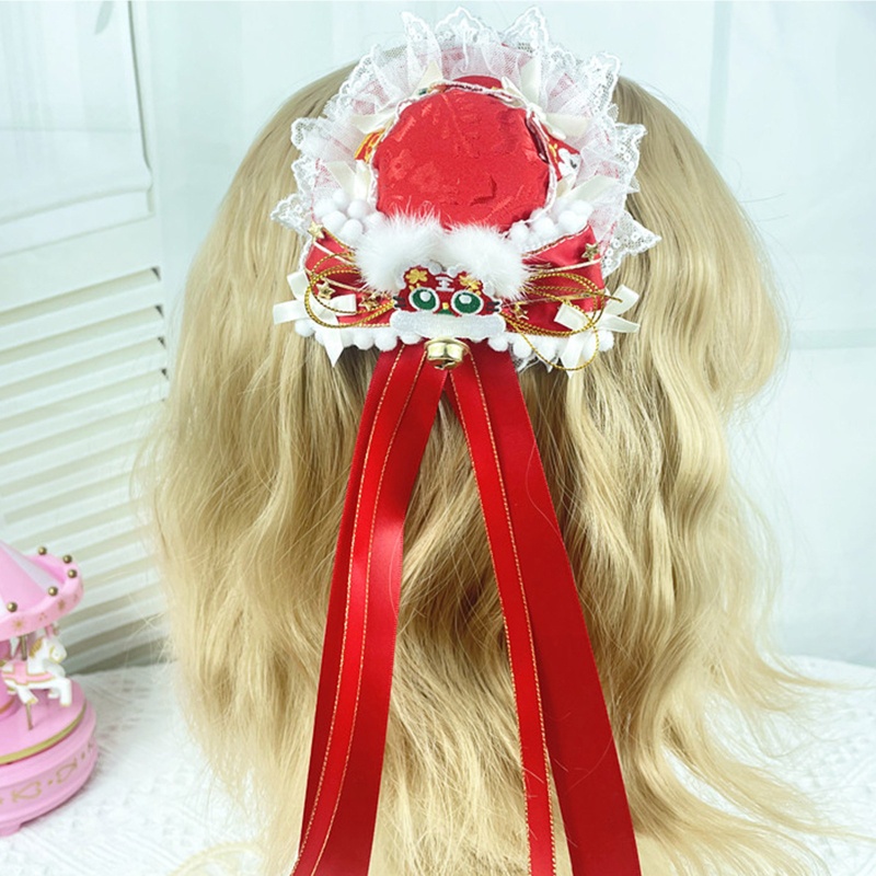 Kẹp Tóc Đính Nơ Ren Ruy Băng Mini Phong Cách Lolita