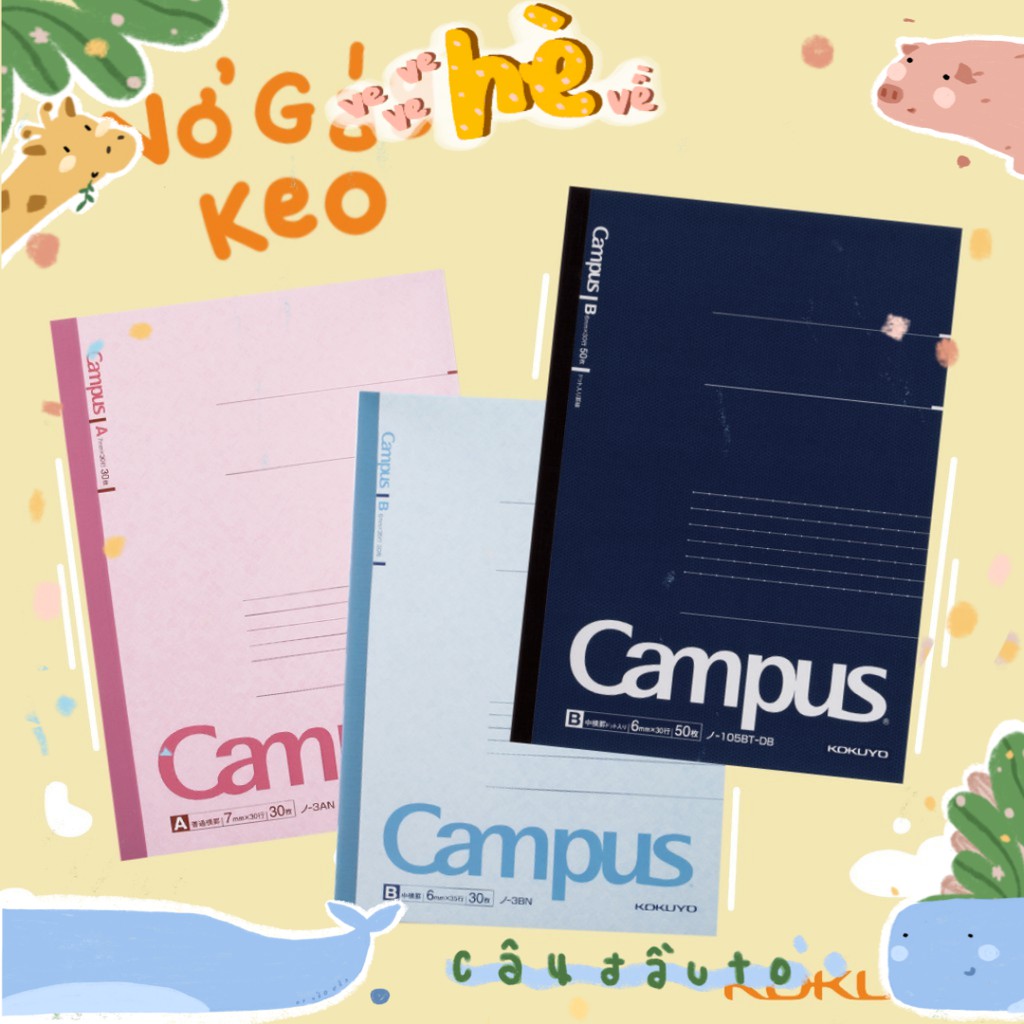 Tập Vở Kẻ Ngang Gáy Keo Campus 60-100 Trang Khổ A5