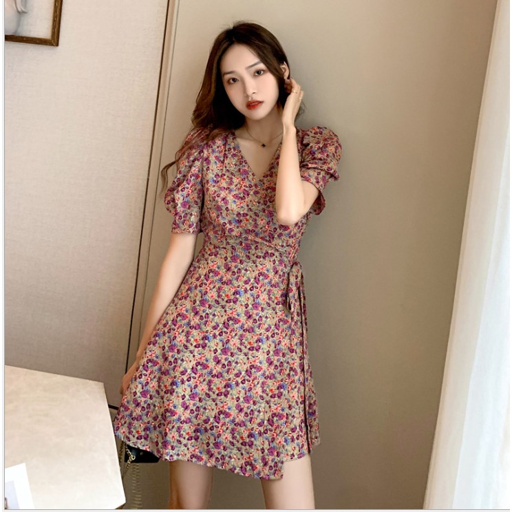 Váy nữ đẹp💗váy nữ hoa nhí thắt eo dáng ngắn trẻ trung mùa hè siêu xinh | BigBuy360 - bigbuy360.vn