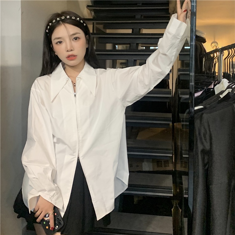 Áo Nữ Tay Dài Xẻ Tà Có Khóa Kéo Thời Trang