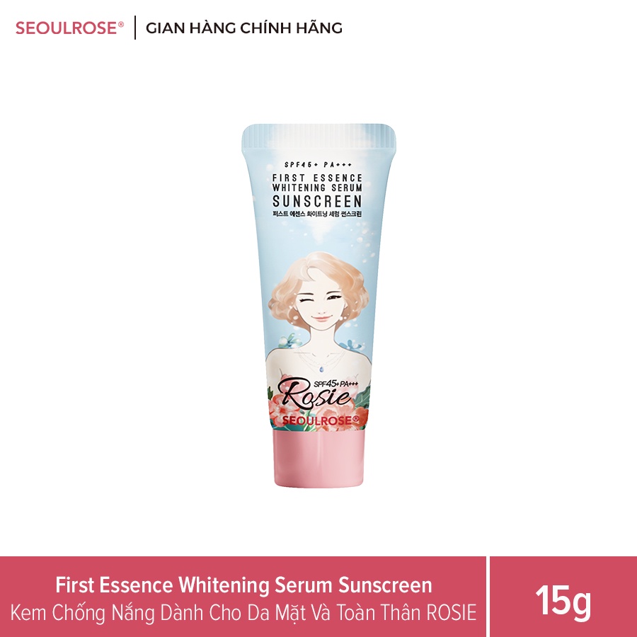 [Size Du Lịch] Kem Chống Nắng Seoul Rose Rosie First Essence Whitening Serum Sunscreen SPF45 PA+++ 15g