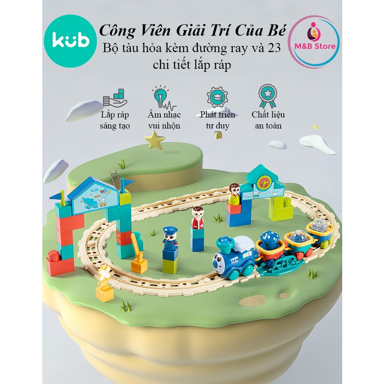 Bộ Tàu Hỏa Kèm Đường Ray và 23 Mảnh Ghép Chạy Pin - KUB