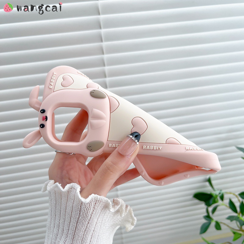 Ốp Điện Thoại Silicon Mềm Hình Tai Thỏ 3D Có Dây Đeo Cổ Tay Cho iPhone 13 12 11 Pro Max
